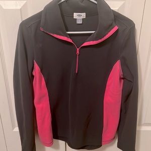 Old Navy pink and gray fleece half zip pullover
